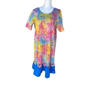 Vintage Muumuu Women's Artsy Funky Hippie Midi Dress Colorful Paisley Size XL